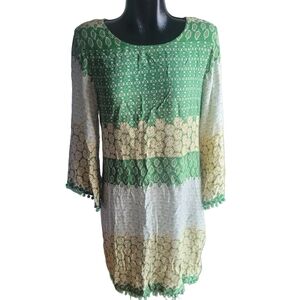 Henna Green & Yellow Patterned Ethnic Tunic